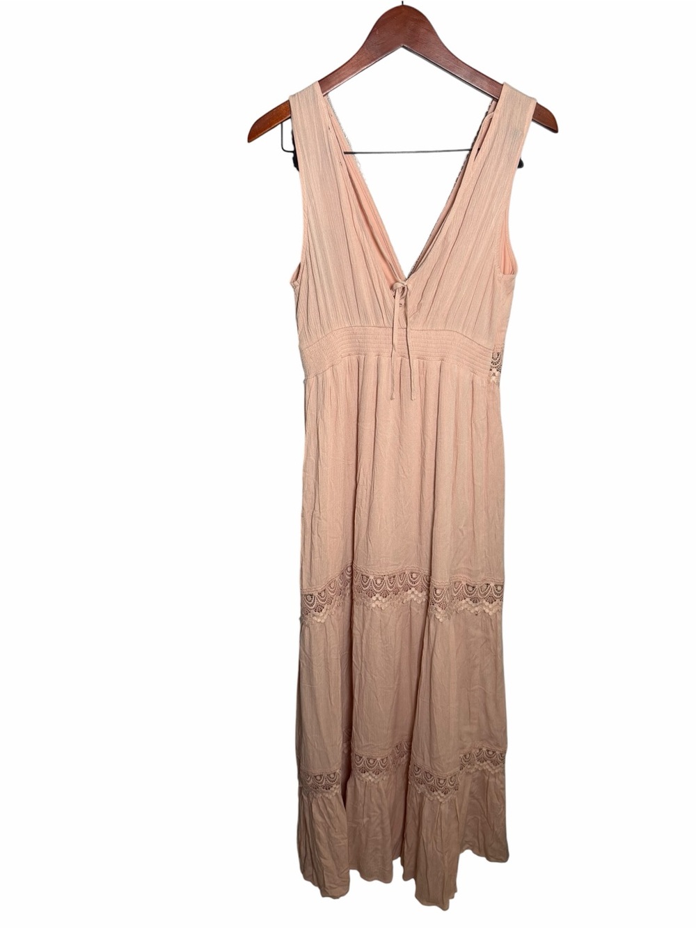 Shinestar Lace-Trim Maxi Dress in Blush Pink - Picture 2 of 8